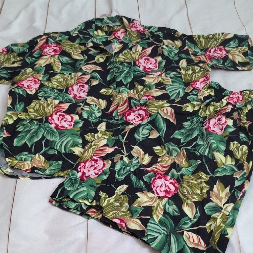 Vintage Marisa Christina Collection Floral Flower Flowy Two Piece Short Set